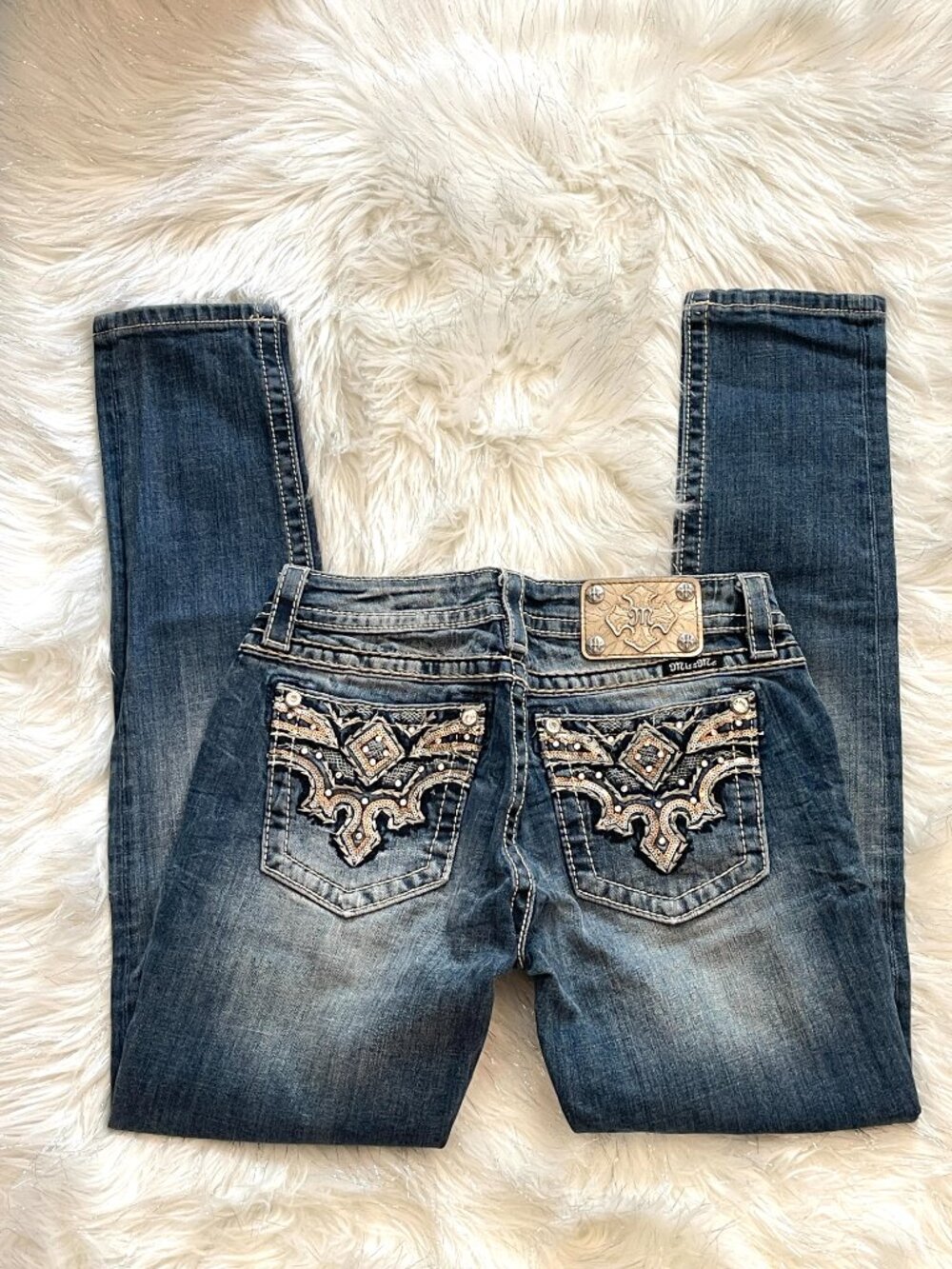 Miss Me Jeans Signature Skinny 28 x 31 Blue Denim Silver